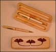 Ginko Leaf pen box with pen and pencil MAS584